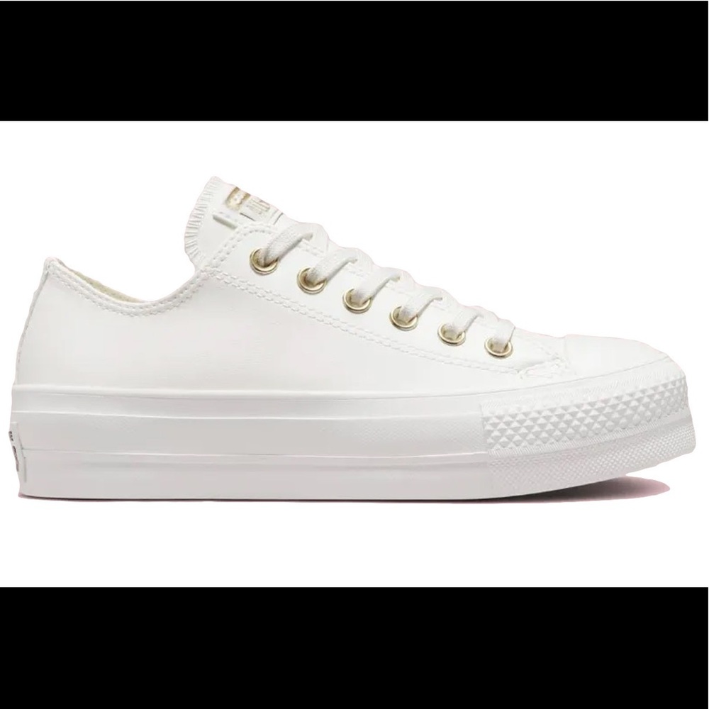 Converse Chuck Taylor All Star Leather Lift Platform Sneaker White/White/Gold